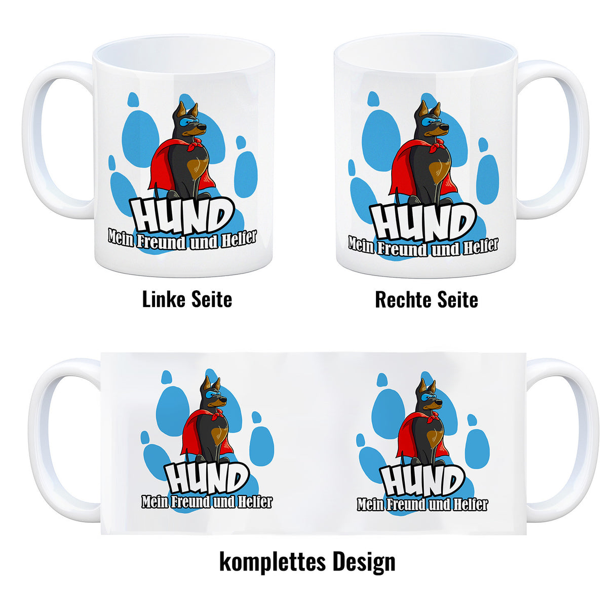 Kaffeebecher mit Superhelden - Dobermann - Hund mein Freund und Helfer