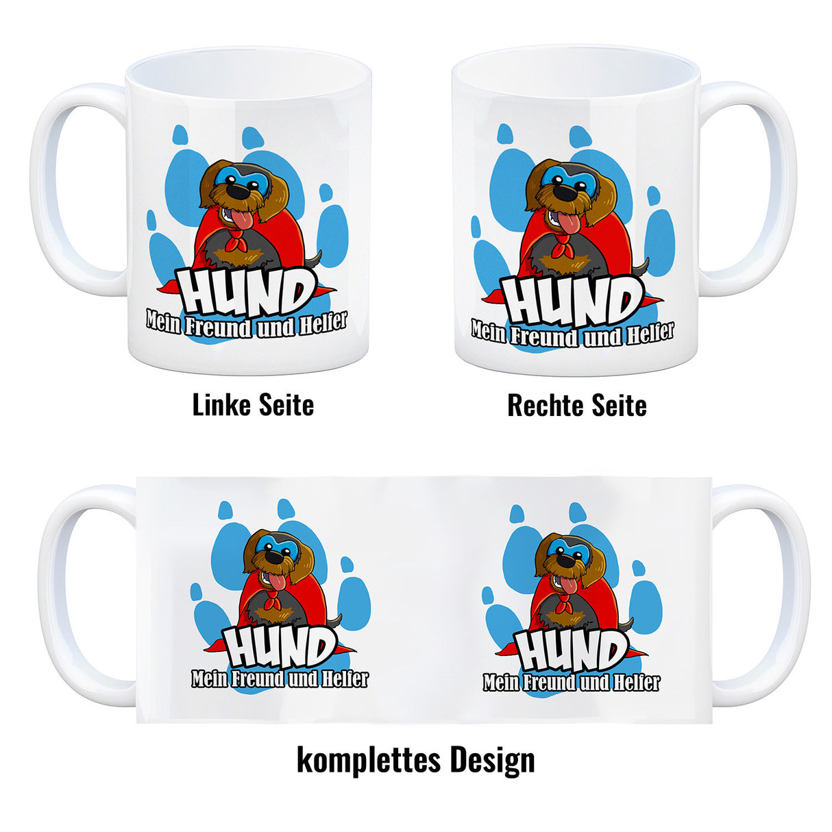 Kaffeebecher mit Superhelden - Dackel - Hund mein Freund und Helfer