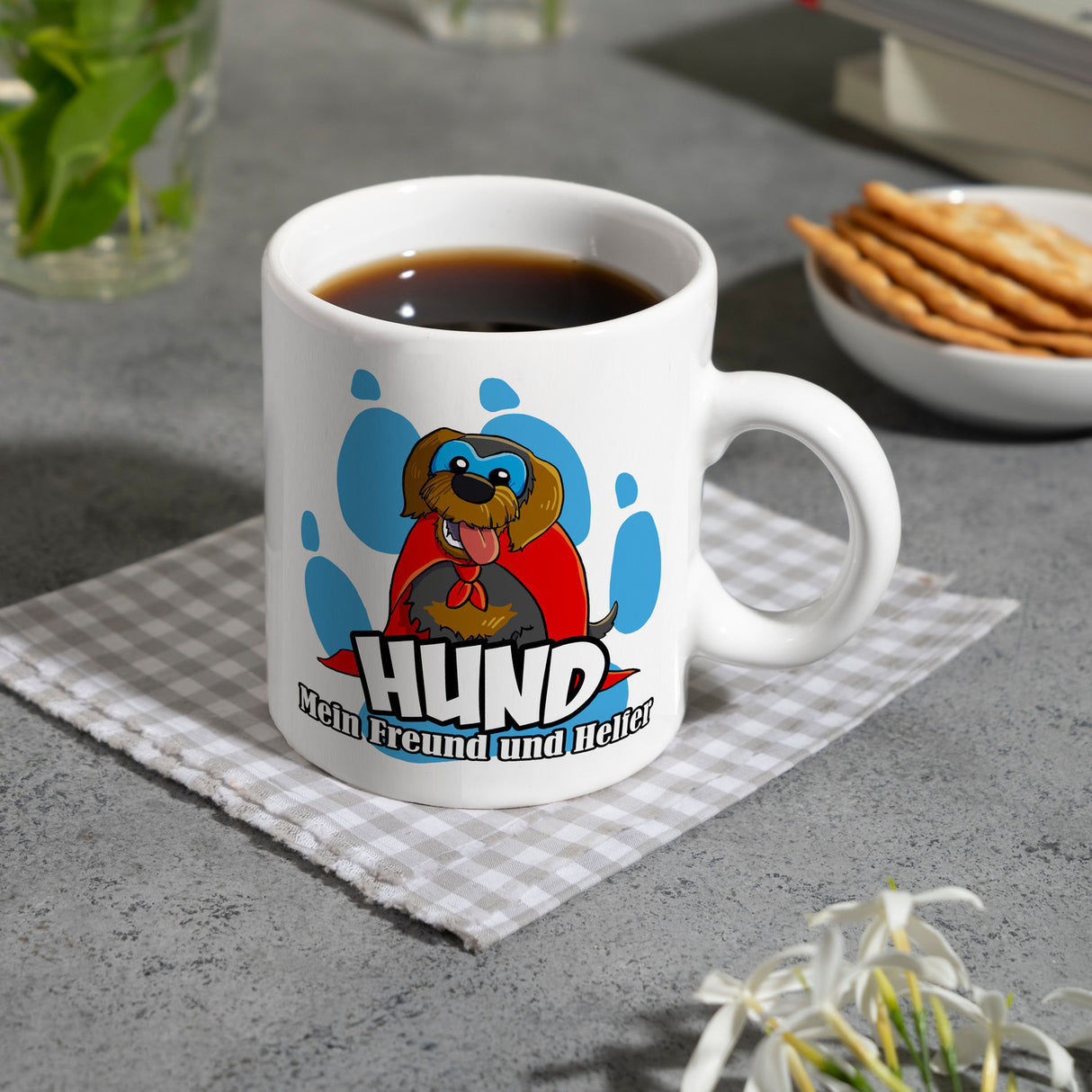 Kaffeebecher mit Superhelden - Dackel - Hund mein Freund und Helfer