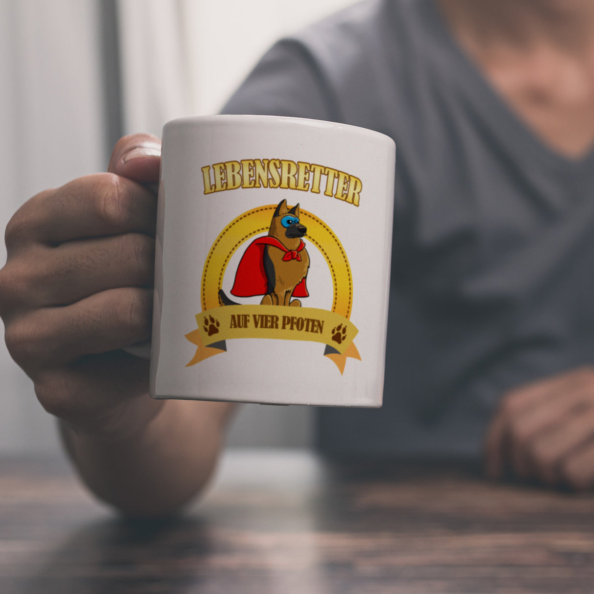 Kaffeebecher mit Superheld - Schäferhund - Lebensretter auf vier Pfoten
