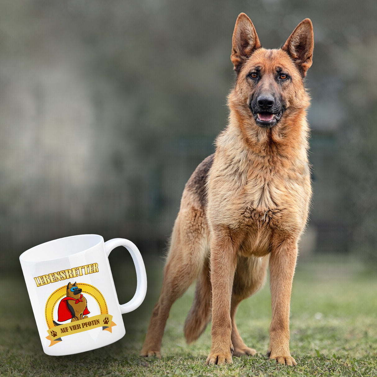 Kaffeebecher mit Superheld - Schäferhund - Lebensretter auf vier Pfoten