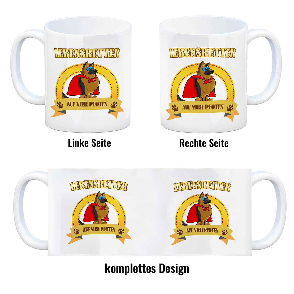 Kaffeebecher mit Superheld - Schäferhund - Lebensretter auf vier Pfoten