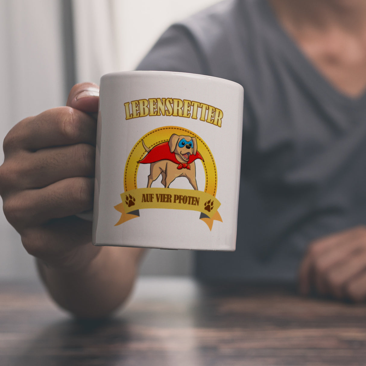 Kaffeebecher mit Superheld - Labrador - Lebensretter auf vier Pfoten