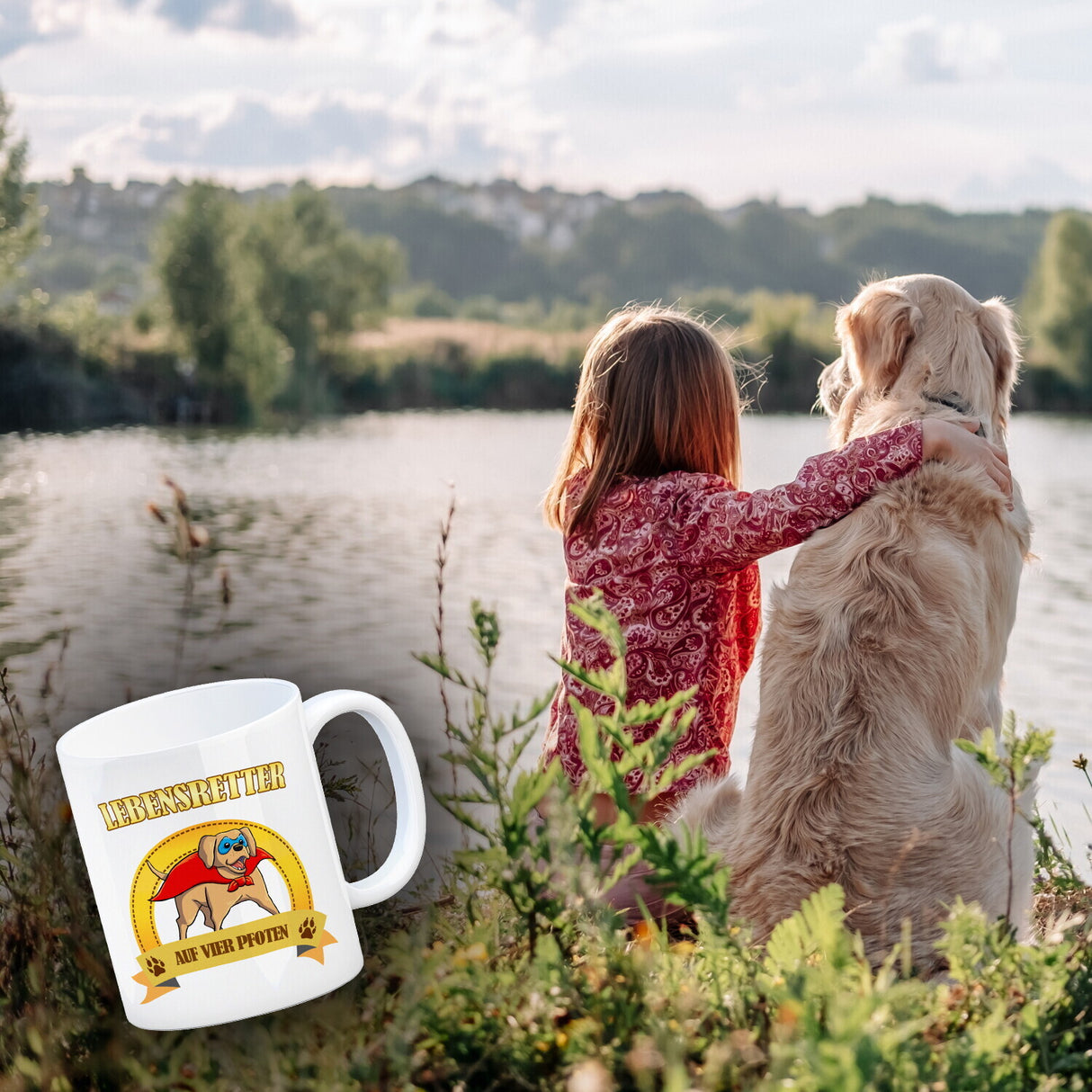 Kaffeebecher mit Superheld - Labrador - Lebensretter auf vier Pfoten