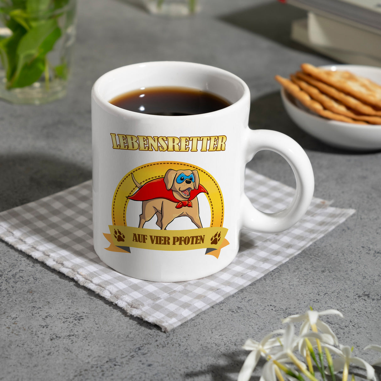 Kaffeebecher mit Superheld - Labrador - Lebensretter auf vier Pfoten