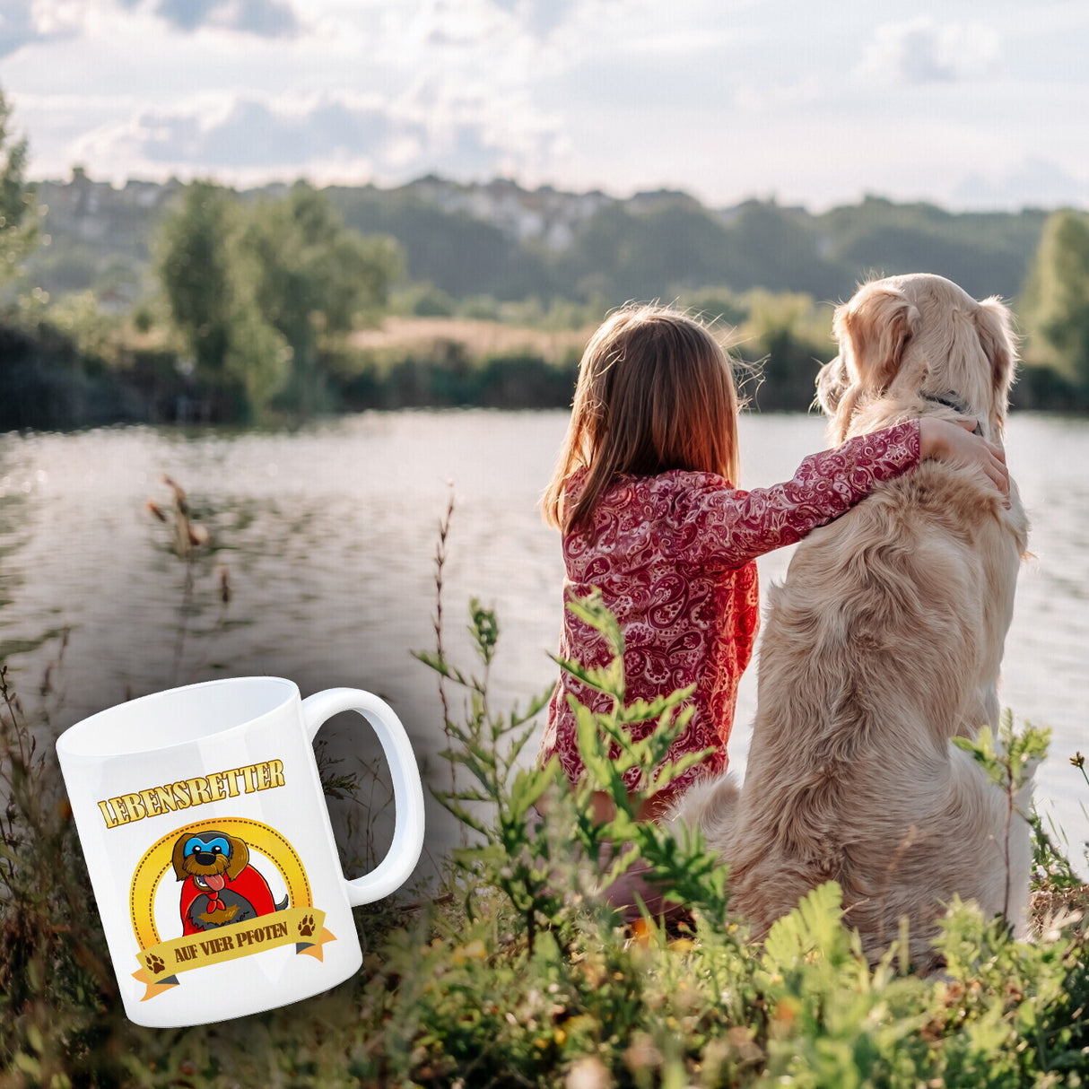 Kaffeebecher mit Superheld - Dackel - Lebensretter auf vier Pfoten