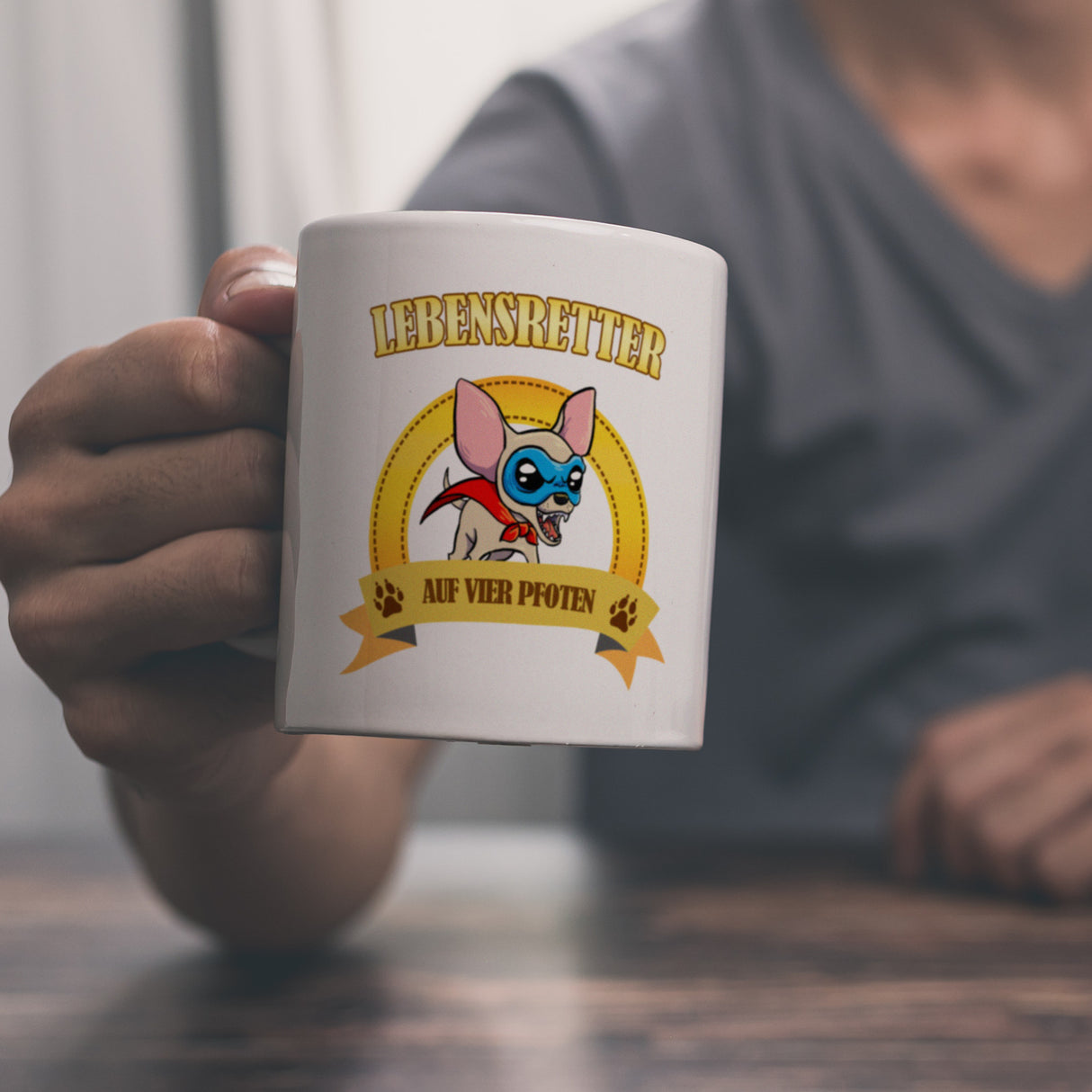 Kaffeebecher mit Superheld - Chihuahua - Lebensretter auf vier Pfoten