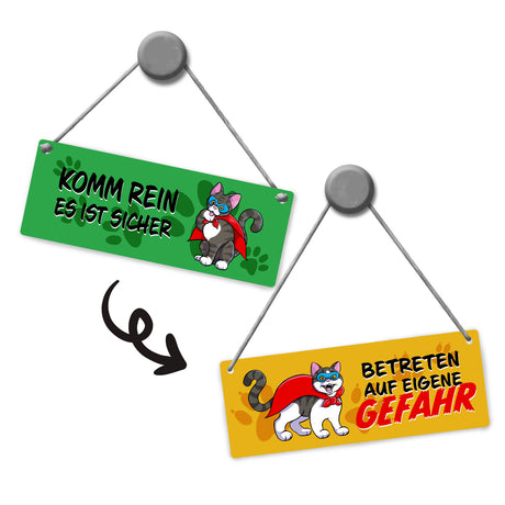 Wendeschild mit Kordel Eine perfekte Geschenkidee für Kinder und Teenager, die ihre Ruhe wollen. Das Wendeschild ist leicht an der Tür oder der Wand anzubringen.