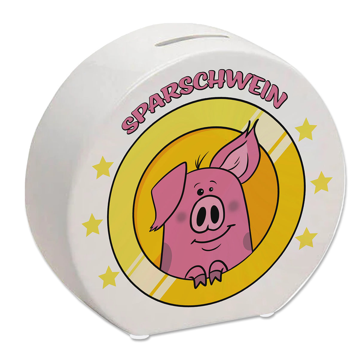 Spardose mit lustigem Schweinchen Motiv und Spruch - Sparschwein