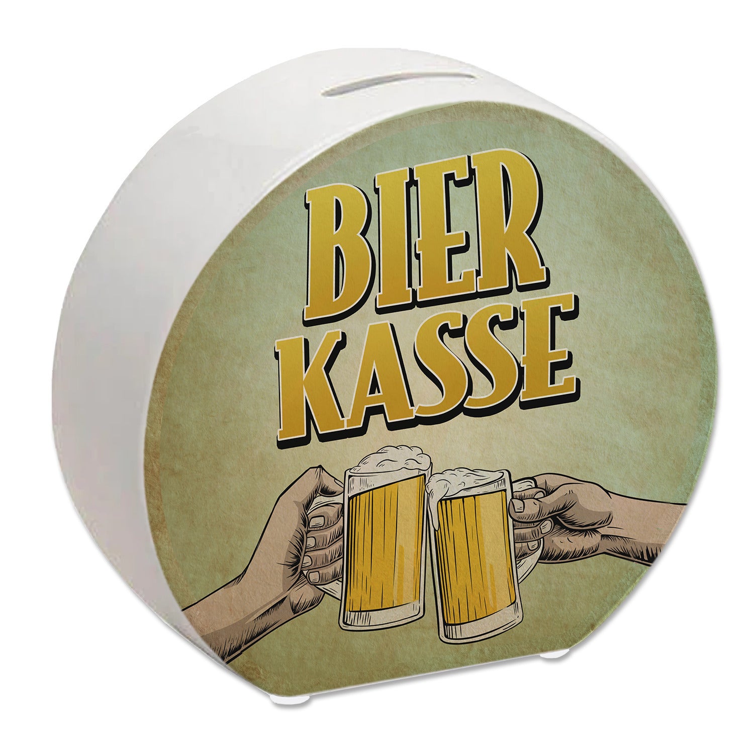 Bierkasse Spardose Aus Holz - Retro Motiv Mit Prostenden Bierkrügen