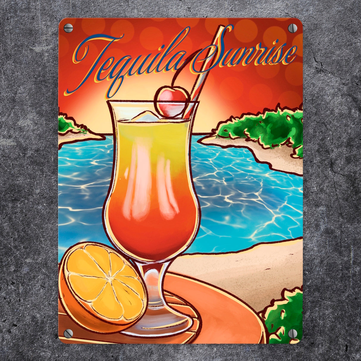 Tequila Sunrise Metallschild - The Cocktail Series - Retro Motiv