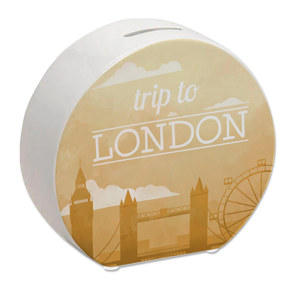 Spardose mit schönem Motiv und Text - Trip to London
