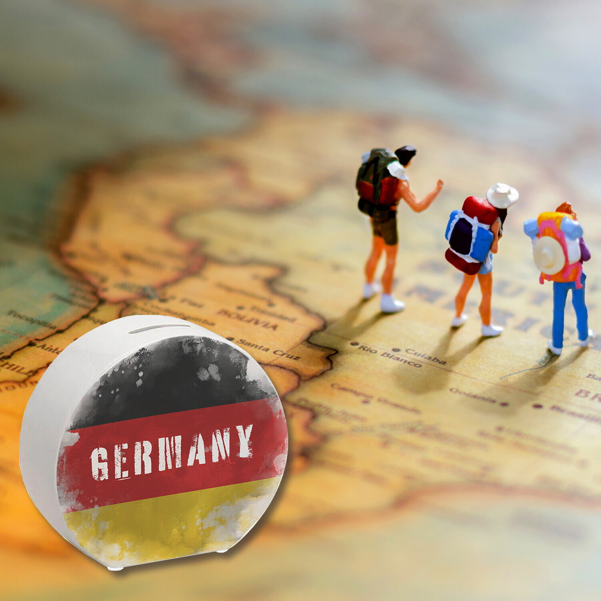 Spardose mit Deutschland-Flagge im Used Look - Sparschwein für Urlauber
