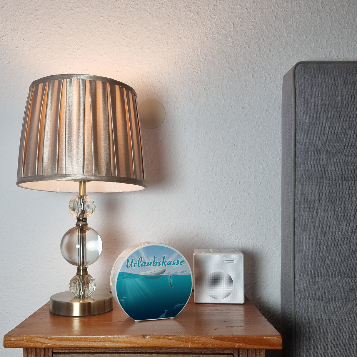 Spardose im Taucher-Design mit Boot und Text - Urlaubskasse
