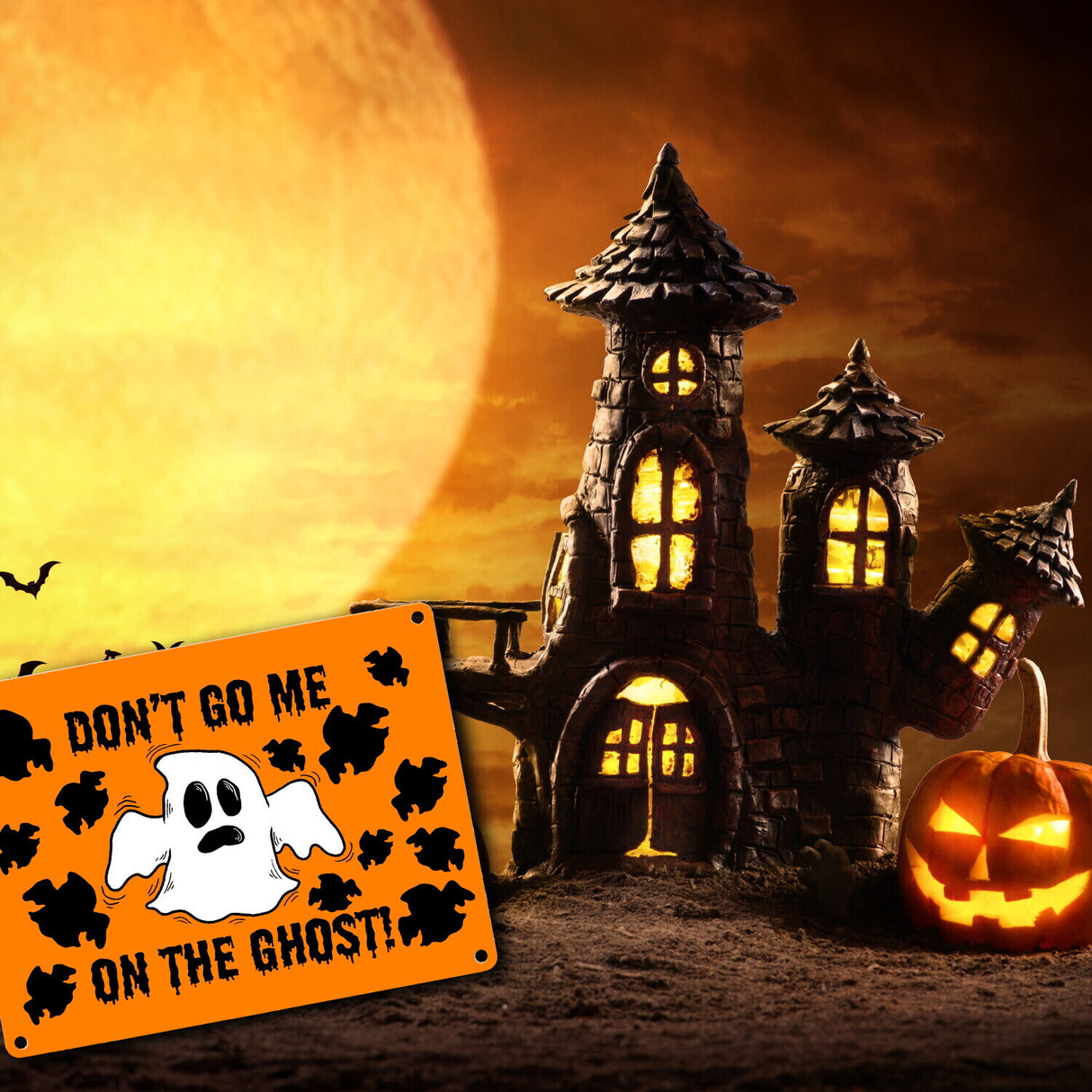 Metallschild mit witzigem Geistermotiv und Spruch - Don't go me on the Ghost