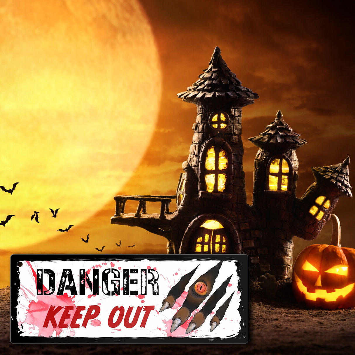 Danger Keep out Metallschild mit Werwolf-Motiv zu Halloween