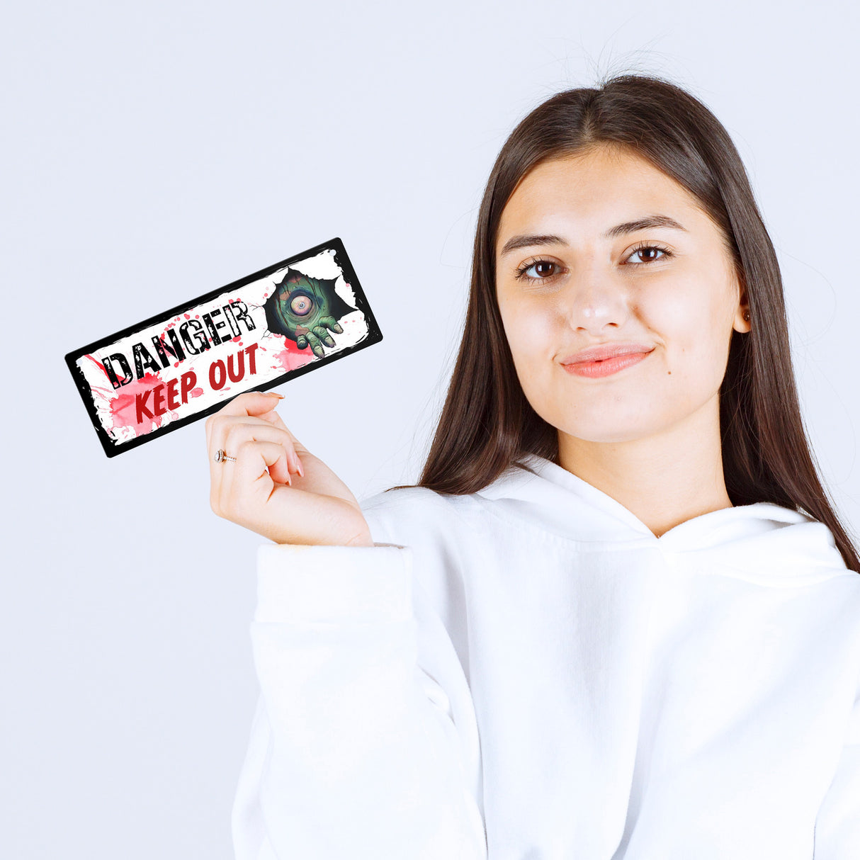 Danger Keep out Metallschild mit Zombie-Motiv zu Halloween