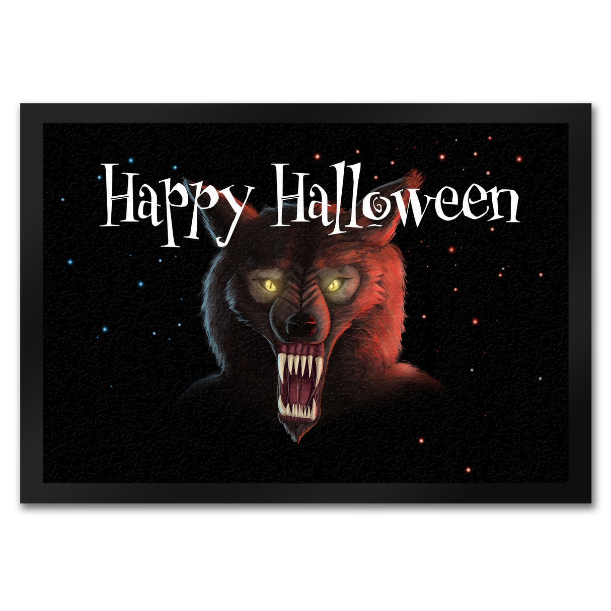 Fußmatte mit Werwolf Motiv und Happy Halloween Schriftzug