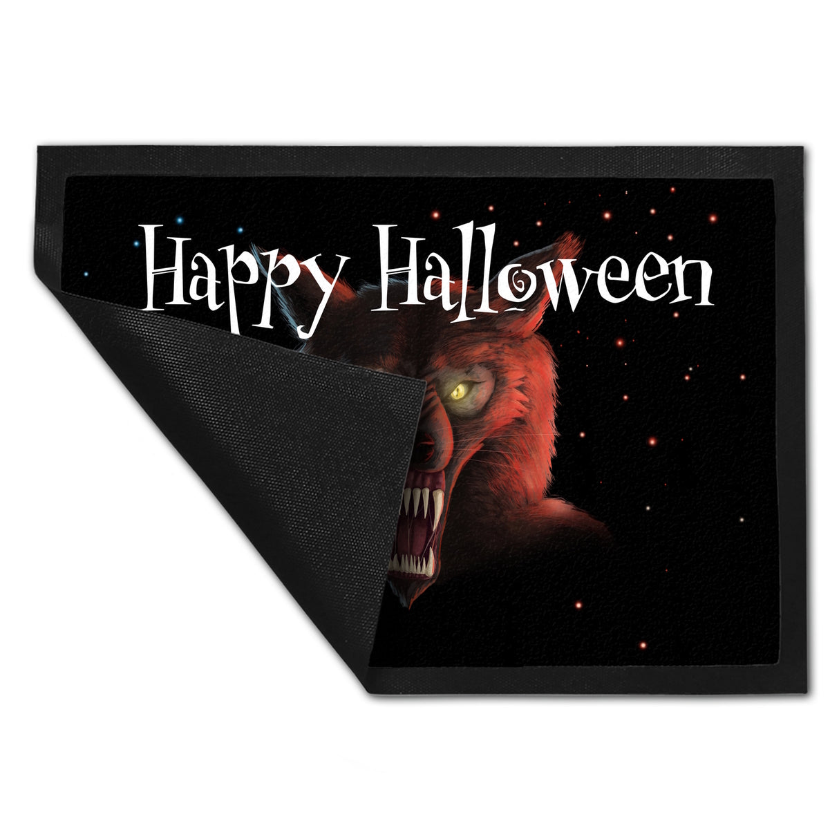 Fußmatte mit Werwolf Motiv und Happy Halloween Schriftzug