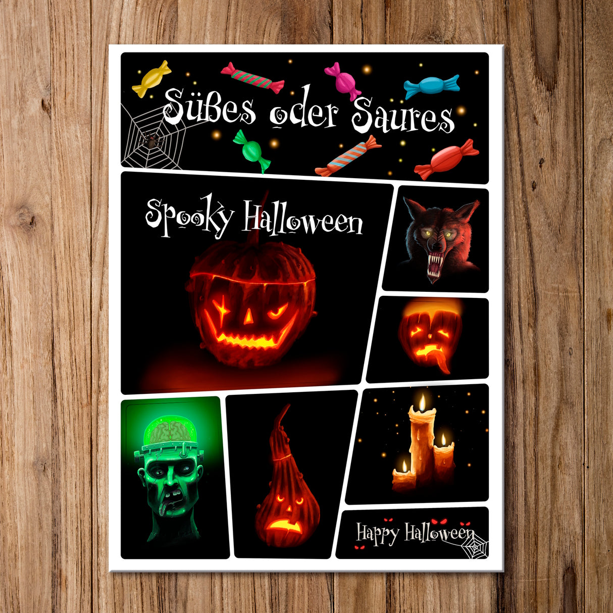 Kühlschrankmagnete 8er Set mit gruseligen Halloween Monstern und Motiven