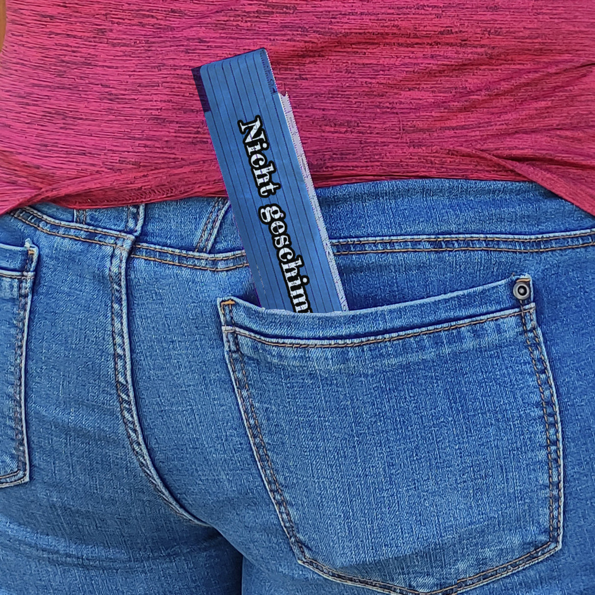 Nicht geschimpft ist genug gelobt! Meterstab aus Holz mit Marmoroptik in Blau