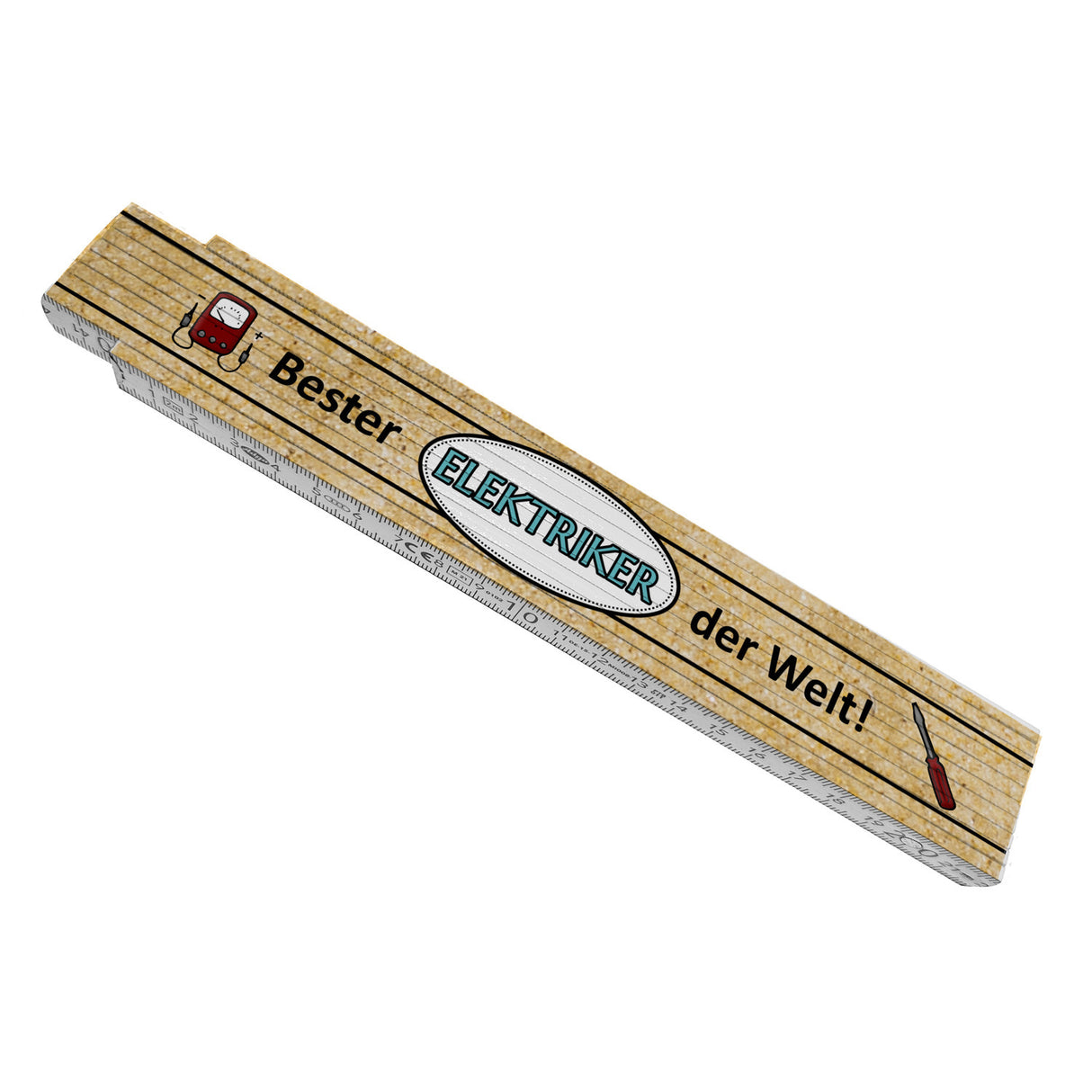 Bester Elektriker der Welt! Meterstab aus Holz