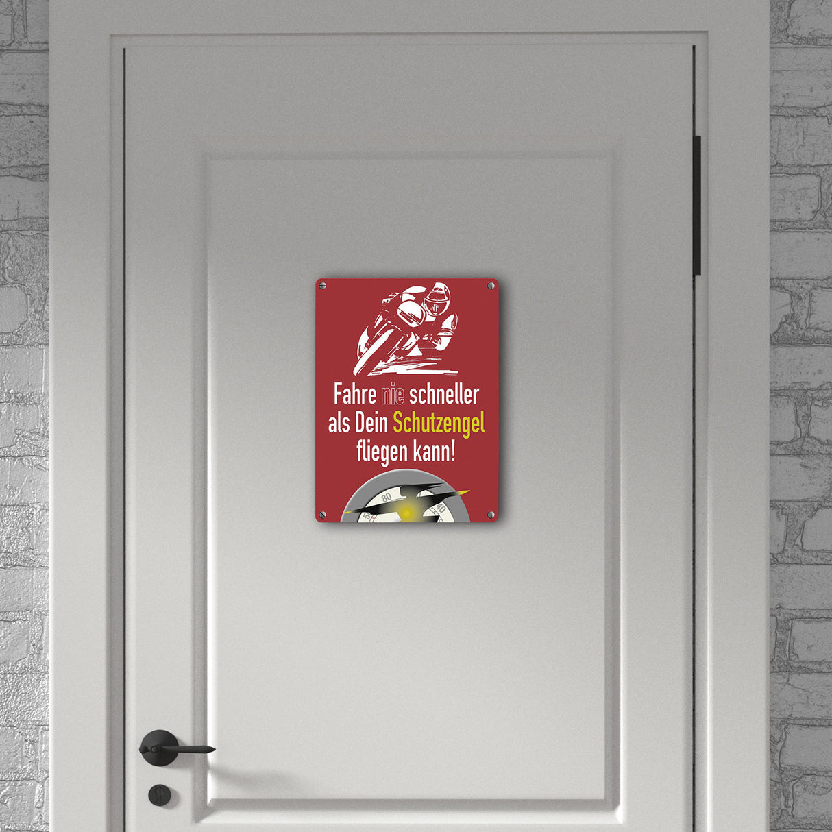 Motorrad-Fahrer Schild zum Thema Motorrad und Schutzengel