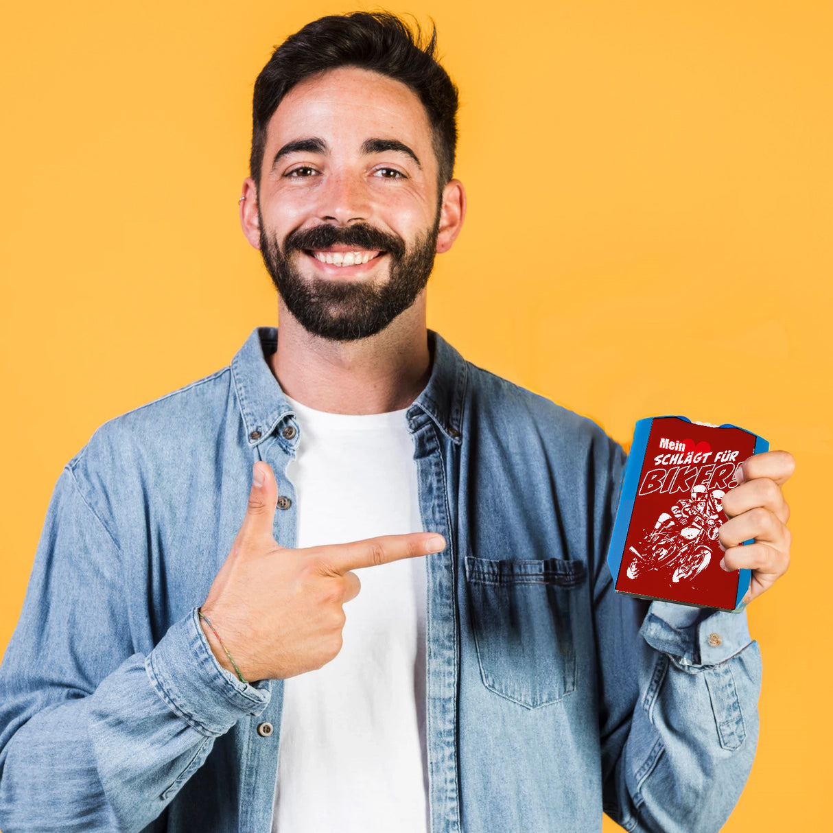 Motorrad Parkscheibe mit Biker Motiv in rot mit 2 Einkaufswagenchips