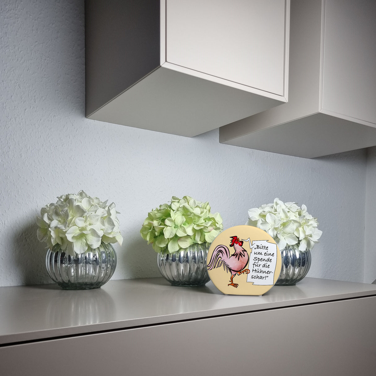 Spardose mit Hahn Motiv zum Thema Trinkgeld und lustigem Spruch