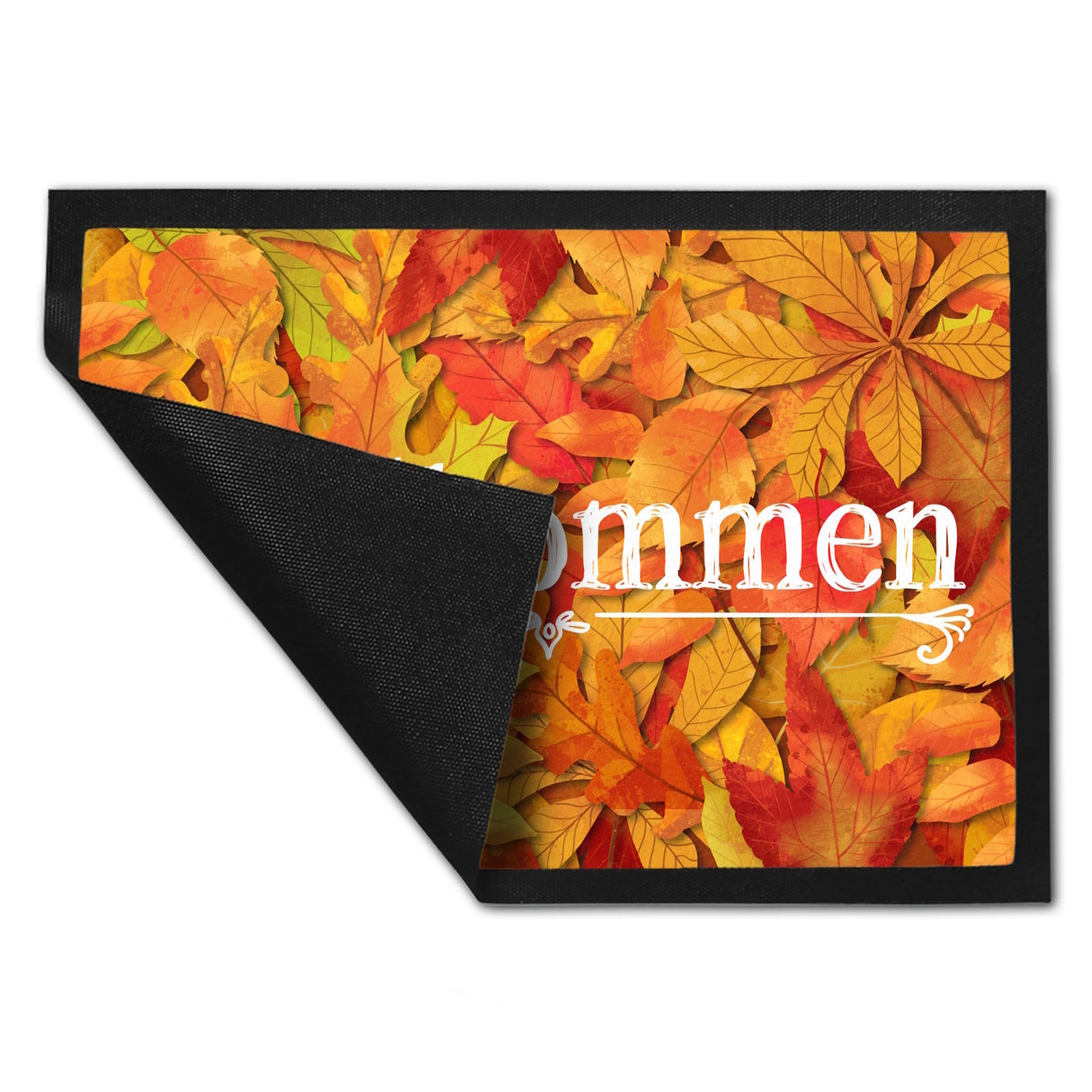 Fußmatte mit schönen Herbstblättern und Schriftzug - Willkommen