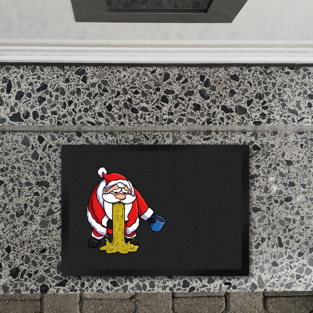 Fußmatte mit lustigem Weihnachtsmotiv - kotzender Weihnachtsmann