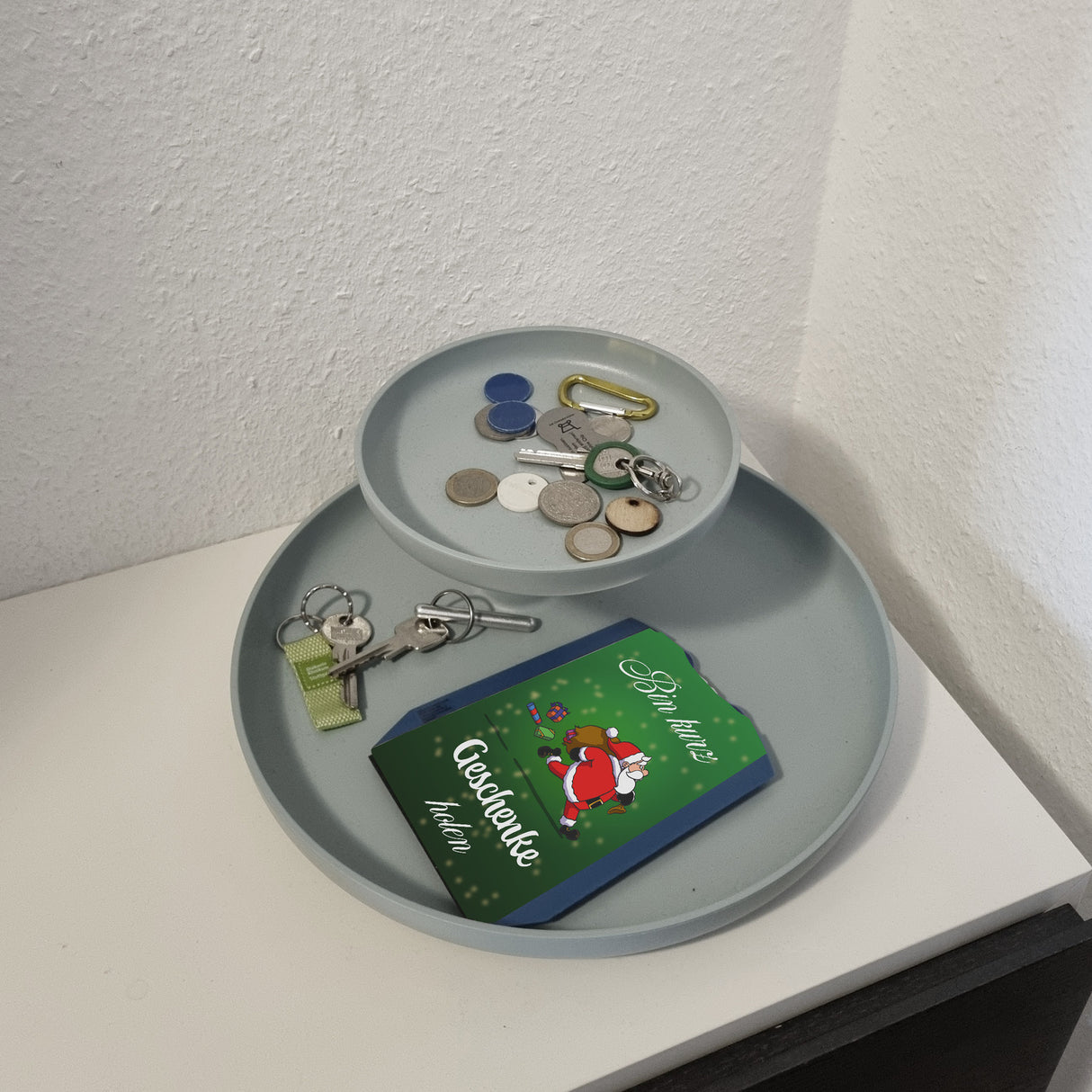 Parkscheibe mit Weihnachtsmann Motiv und Spruch - Bin kurz Geschenke holen
