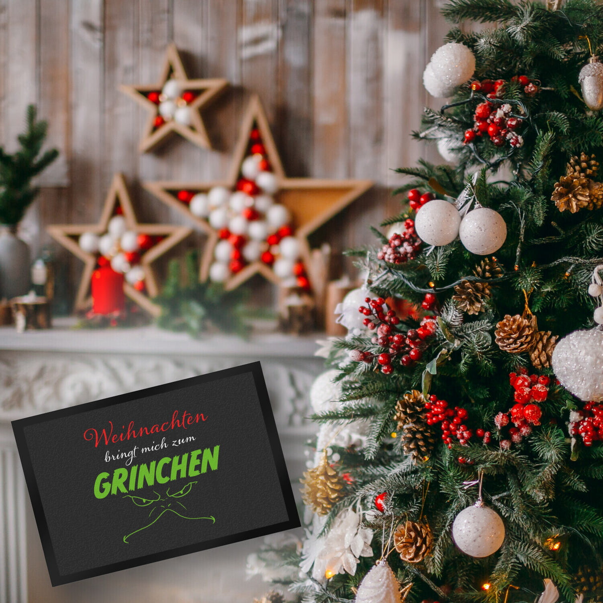 Weihnachten bringt mich zum grinchen Fußmatte mit Spruch