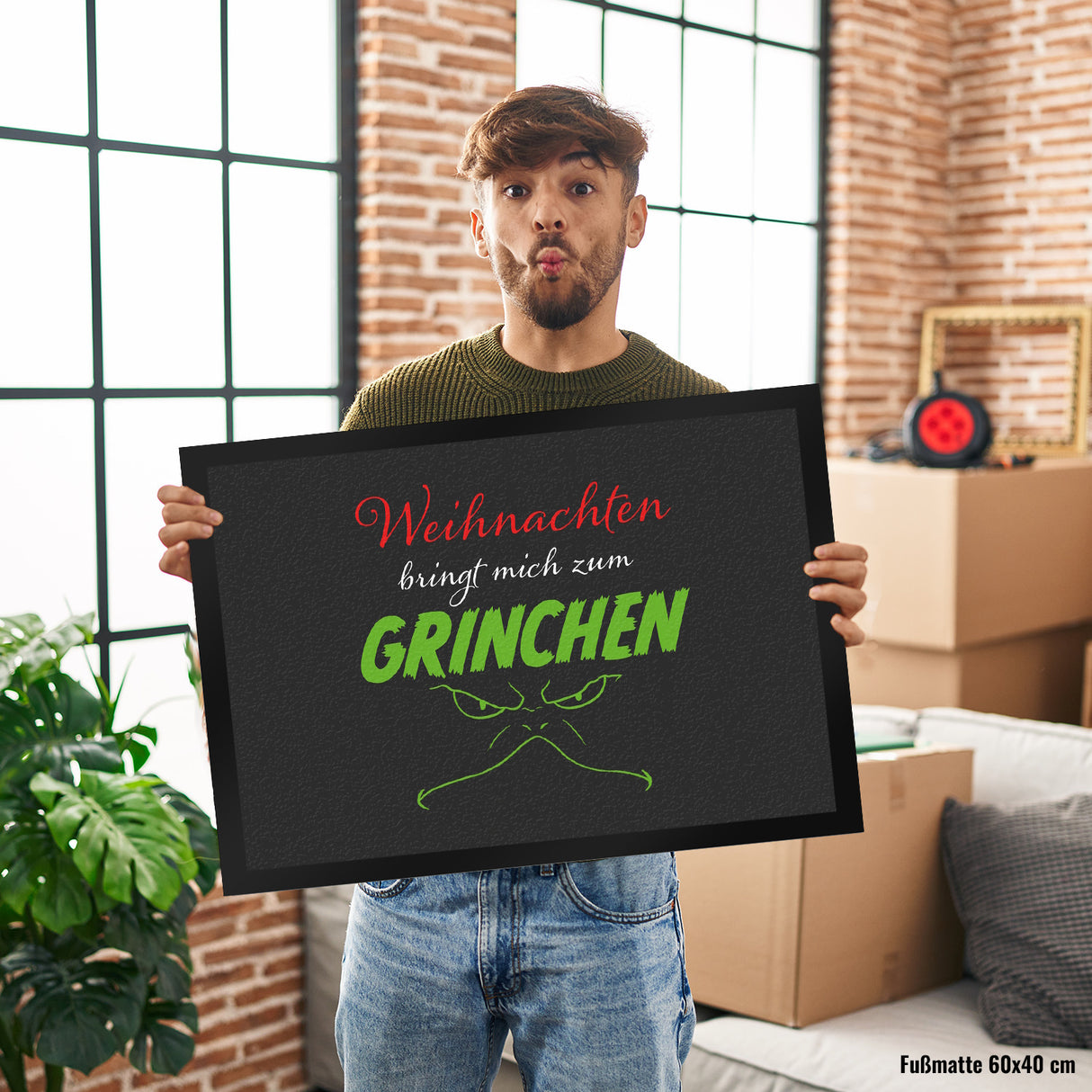 Weihnachten bringt mich zum grinchen Fußmatte mit Spruch