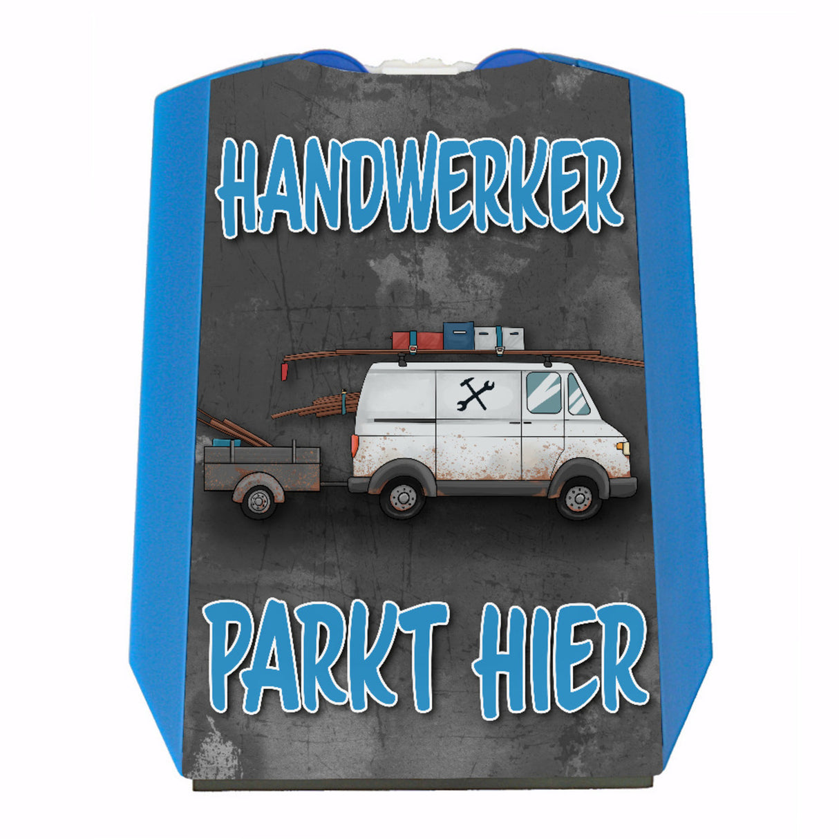 Hier parkt ein Handwerker Parkscheibe mit zwei Einkaufswagenchips