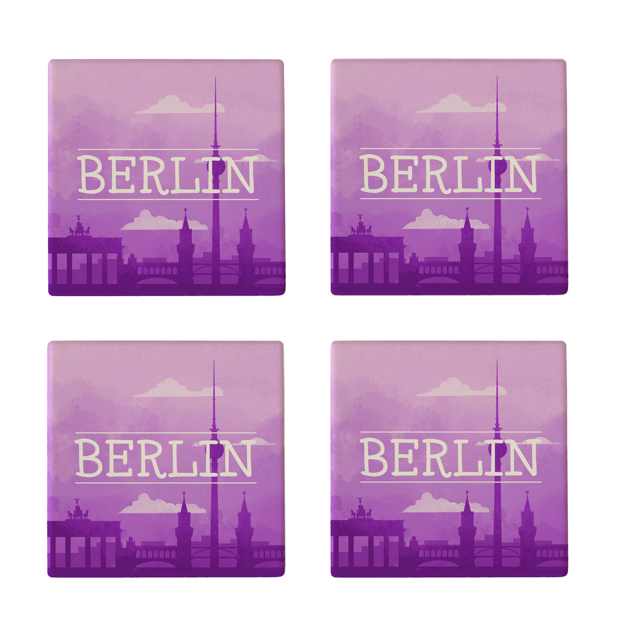 Berlin Skyline in Lila Untersetzer