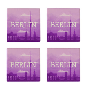 Berlin Skyline in Lila Untersetzer