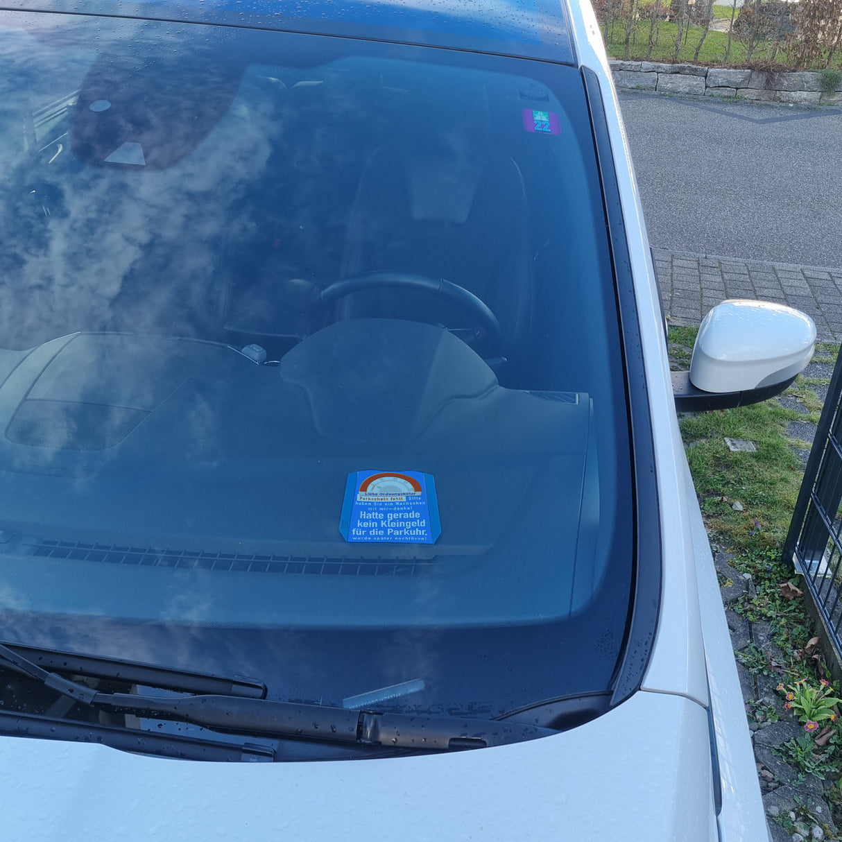 Lustige Parkscheibe für Falschparker mit Spruch - kein Kleingeld