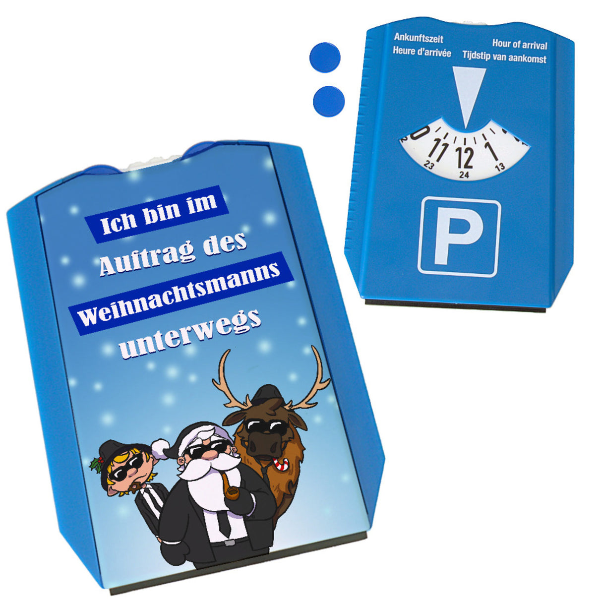 Weihnachtliche Agenten im Auftrag des Weihnachtsmanns Parkscheibe mit Spruch