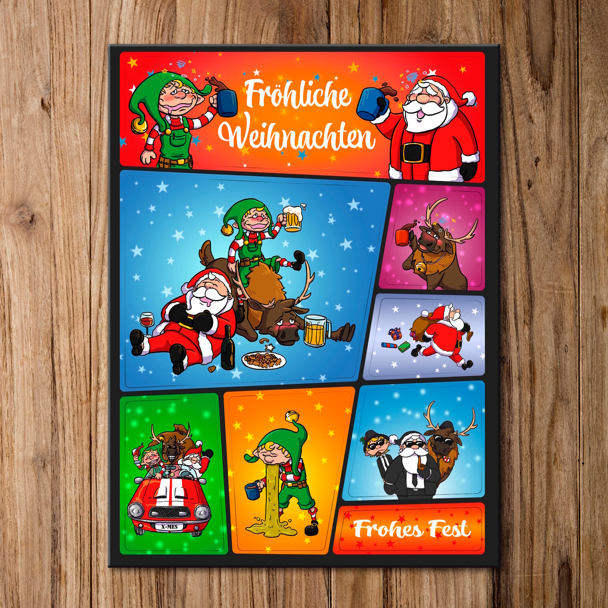 Fröhliche Weihnachten Magnet-Set mit lustigen Weihnachtsmotiven