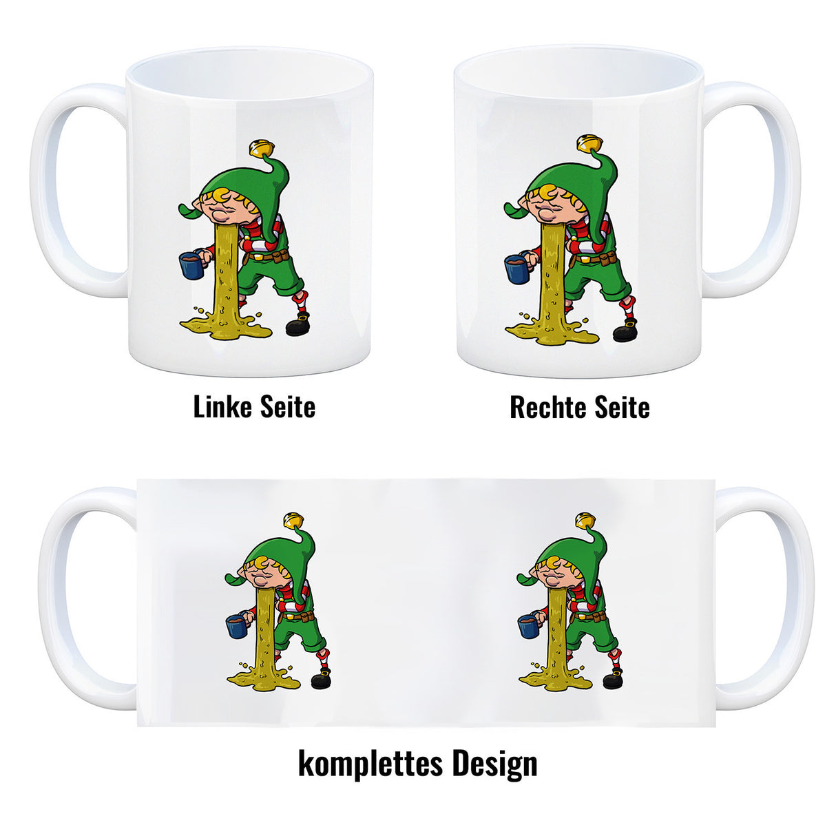 Kotzender Weihnachtswichtel mit Glühweintasse Weihnachten Kaffeebecher