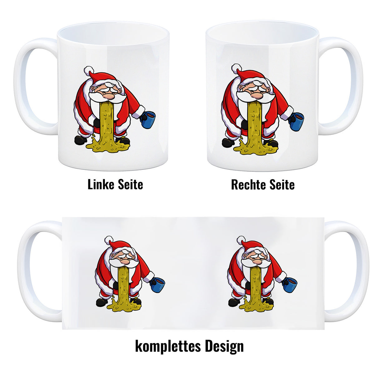 Kotzender Weihnachtsmann mit Glühweintasse Weihnachten Kaffeebecher