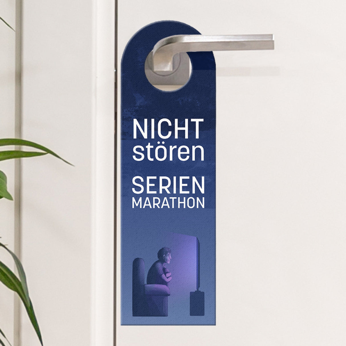 Nicht stören Serienmarathon oder komm rein Türhänger mit Fernseher Motiv