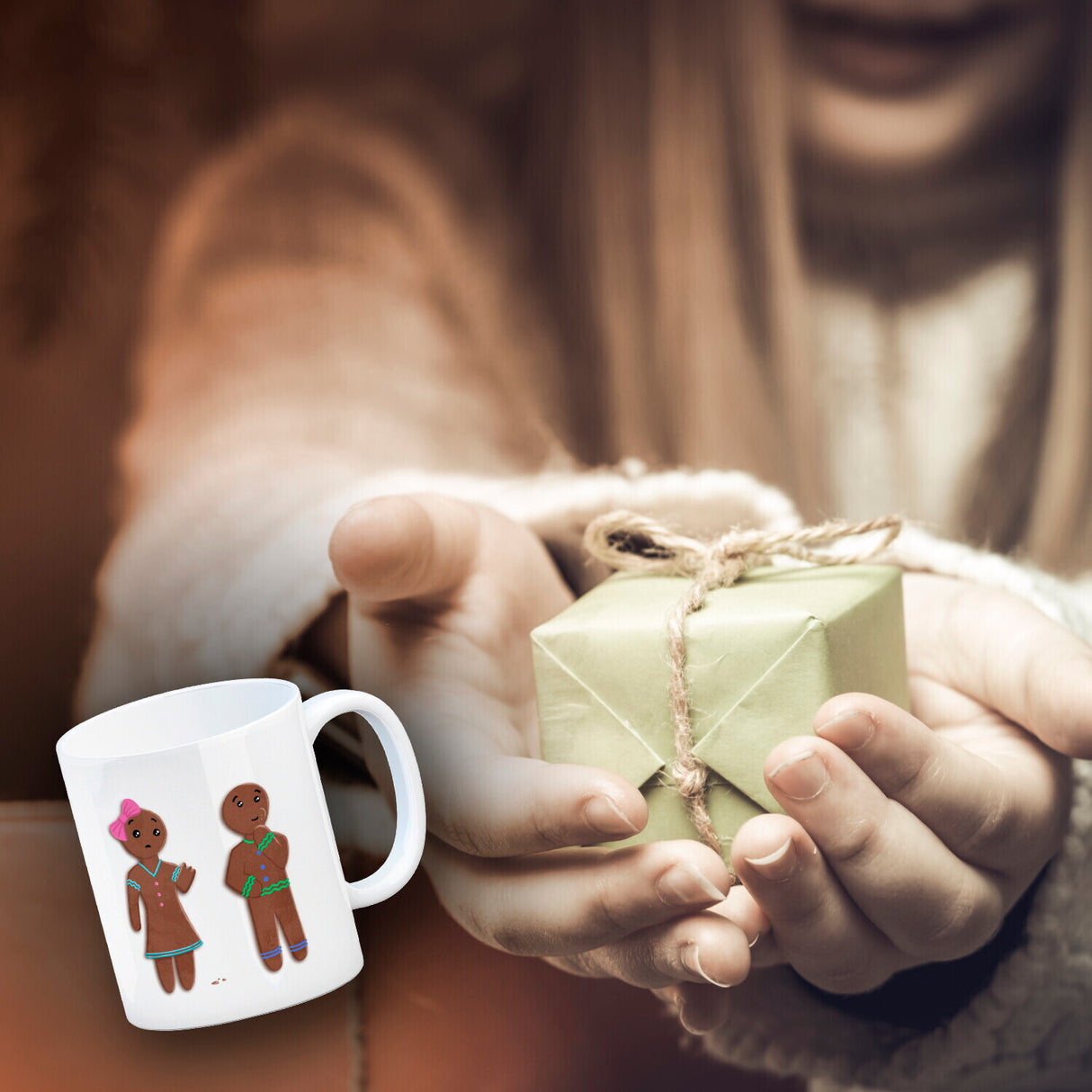 Ich hab dich zum Fressen gern Kaffeetasse mit lustigen Lebkuchen und Spruch