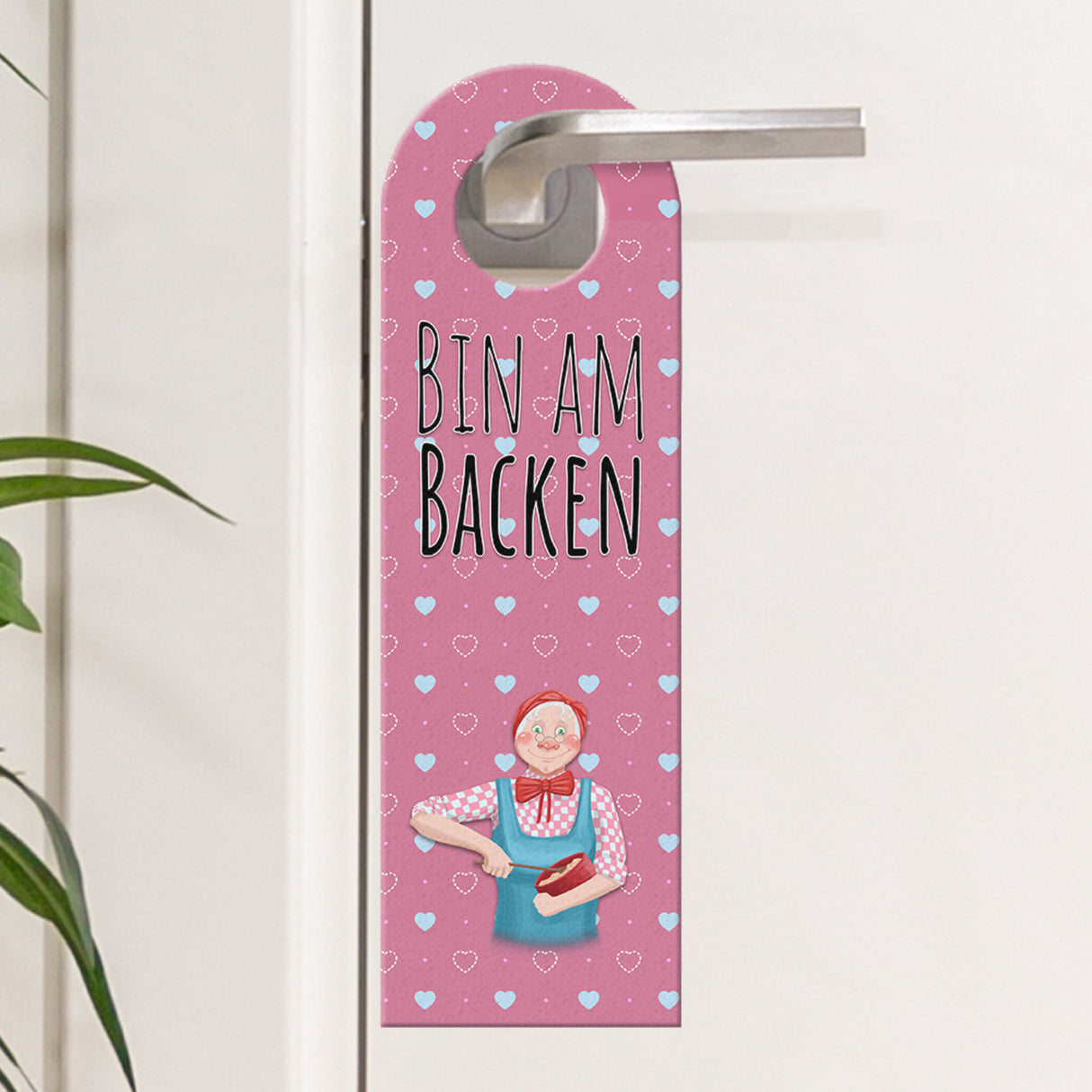 Bin am backen oder Plätzchen sind fertig lustiger Türhänger mit Oma Motiv