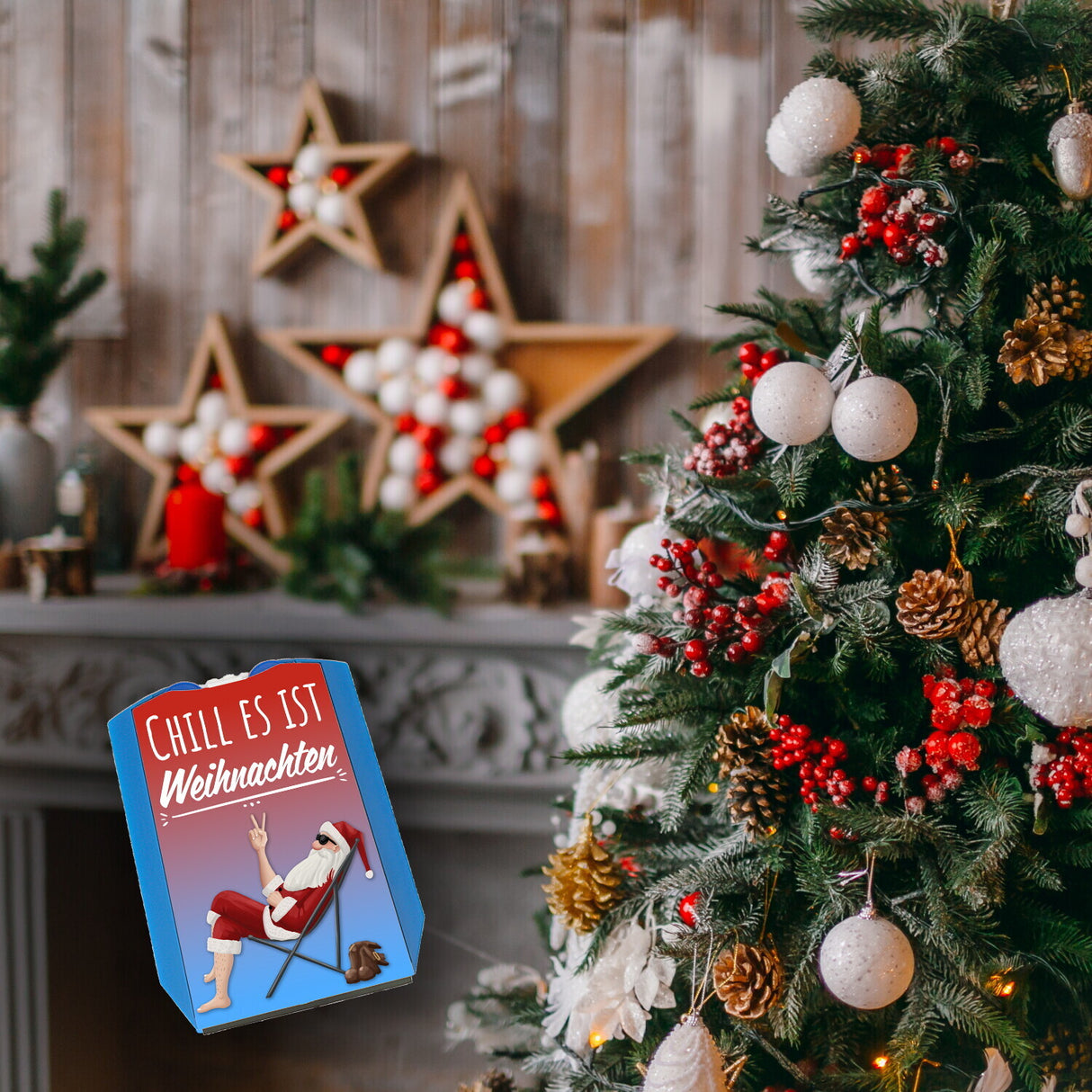 Chill es ist Weihnachten Parkscheibe mit witzigem Weihnachtsmann