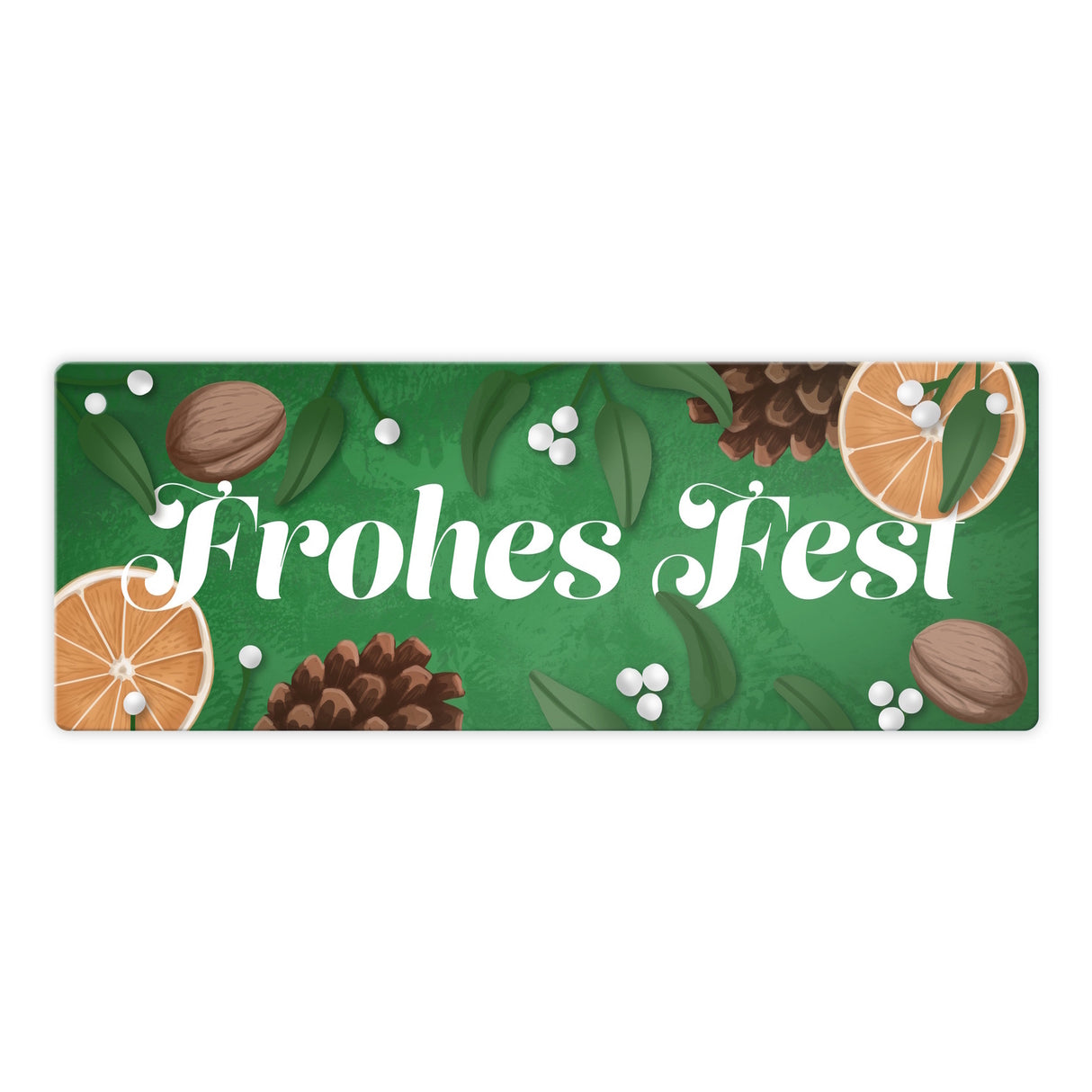 Frohes Fest mit Mistelzweigen und Tannenzäpfen Metallschild