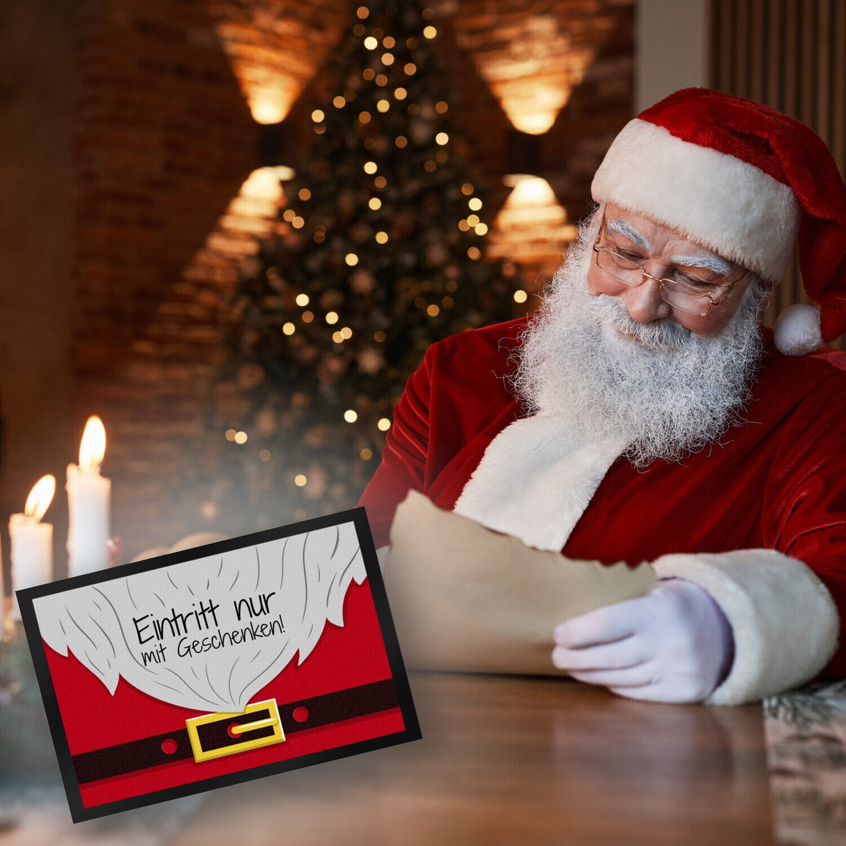 Weihnachtsmann Fußmatte mit lustigem Spruch