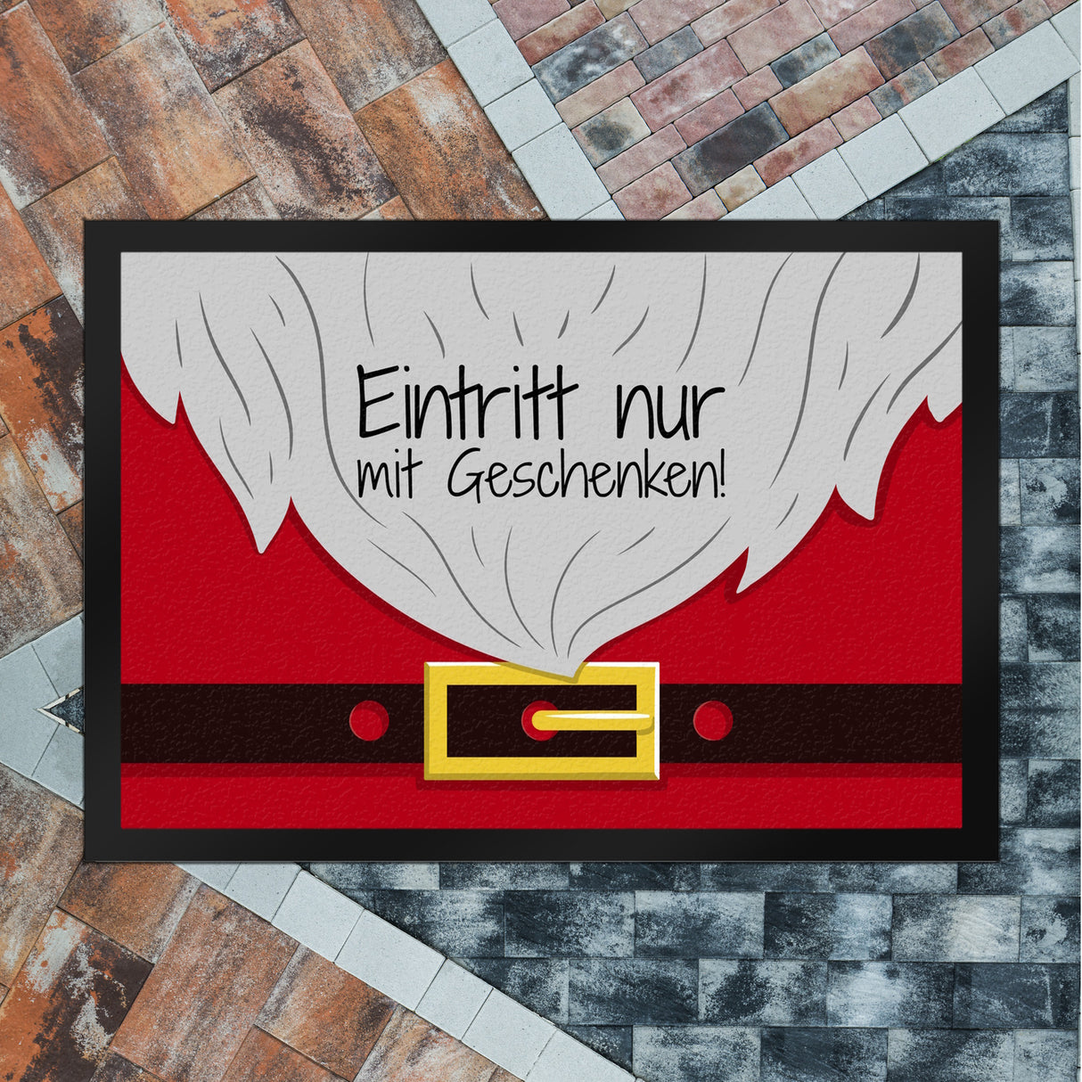 Weihnachtsmann Fußmatte mit lustigem Spruch