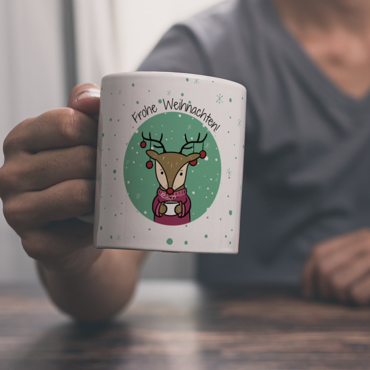 Frohe Weihnachten Kaffeebecher mit süßem Rentier